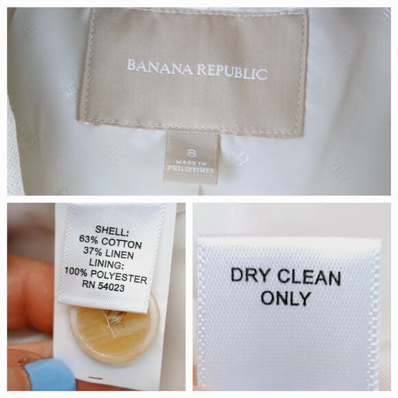Banana Republic Women's SZ 8 Cotton Linen Blazer Natural - Picture 6 of 7